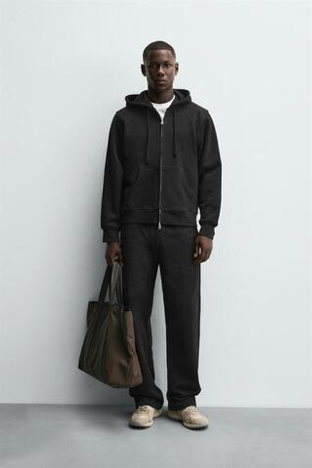 ZARA ТОЛСТОВКА НА МОЛНИИ HEAVY WEIGHT, ЧЕРНЫЙ