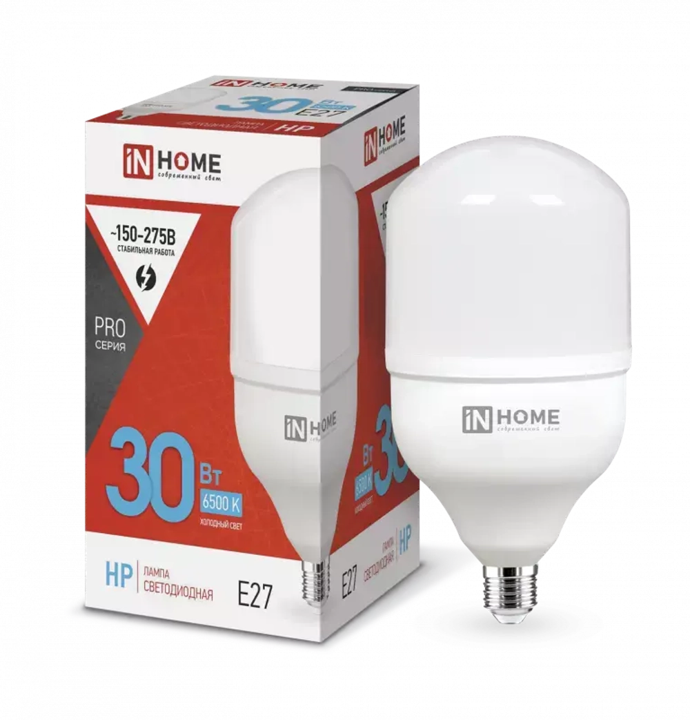 Лампа светодиодная LED-HP-PRO 30Вт 230В Е27 6500К ХОЛОДНЫЙ 2850Лм IN HOME