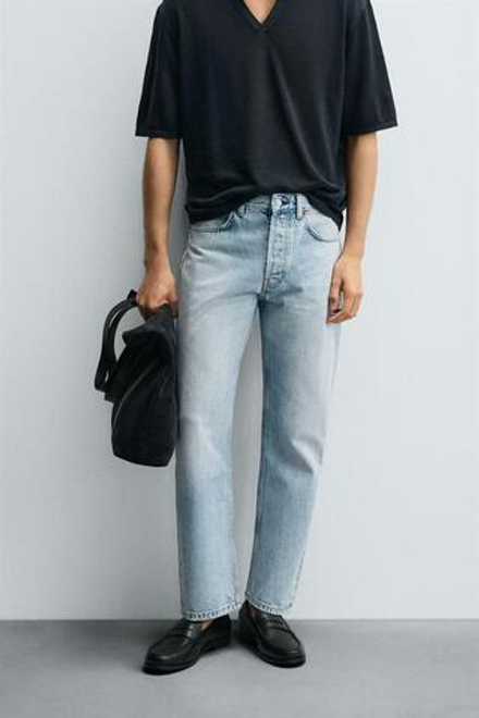 ZARA ДЖИНСЫ STRAIGHT FIT REGULAR, ГОЛУБОЙ