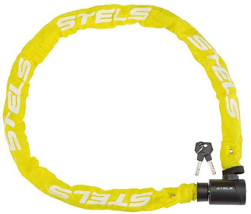 Цепь-замок 85803 в тканевой оплётке, с ключом, 6х1200 мм, жёлтый,33458