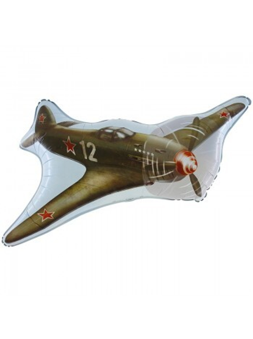 Шар фигура, фольга, самолет военный, 90см