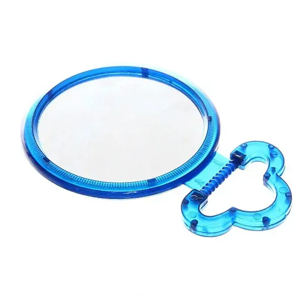 Зеркало настольное в пластиковой оправе «Выгода» круг, подвесное d-10,5см, длина 15см, (Стикер на минивложение 30шт)