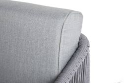 "Канны" левый модуль плетеный из роупа, каркас алюминий белый шагрень, роуп светло-серый круглый, ткань светло-серая