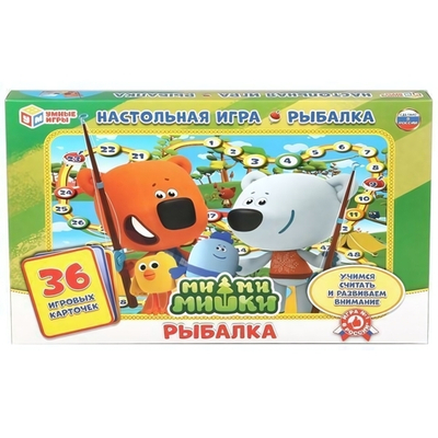 Игра-ходилка "Рыбалка. Мимимишки" 36карточек коробка (Умные игры)