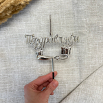 Свеча-топпер 3D «Поздравляем» в серебряном цвете