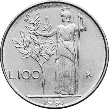 100 лир 1991 Италия