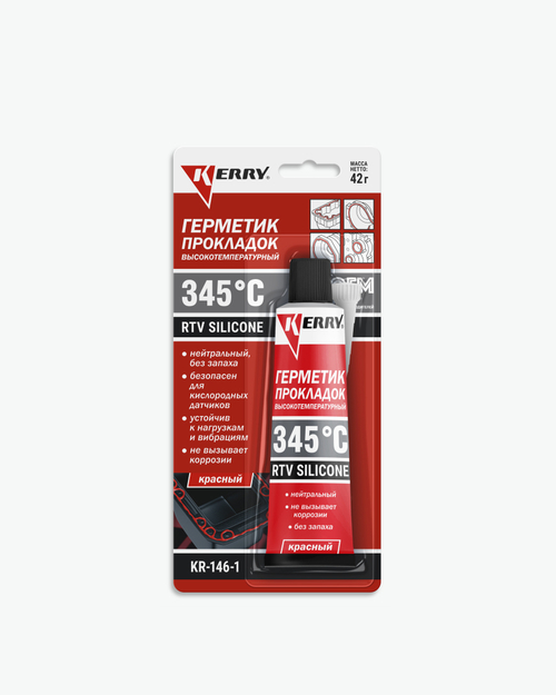 Герметик высокотемпературный нейтральный красный RTV SILICONE 42г KERRY