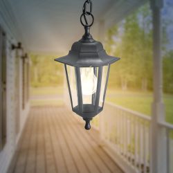 Садово-парковый светильник ЭРА НСУ 06-60-001 черный 6 гранный подвесной IP44 Е27 max60Вт