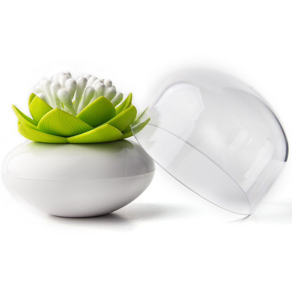 Контейнер для хранения ватных палочек lotus, белый/зеленый