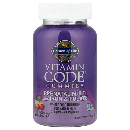 Garden of Life, Vitamin Code®, жевательные мультивитамины для беременных с железом и фолатом, вишневый лимонад, 90 жевательных таблеток