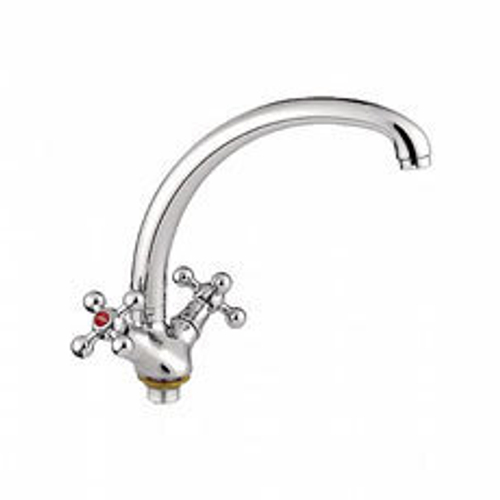 Смеситель для кухни 1/2 кер L4219-2 Ledeme КРЕСТ лит нос на гайке, силумин