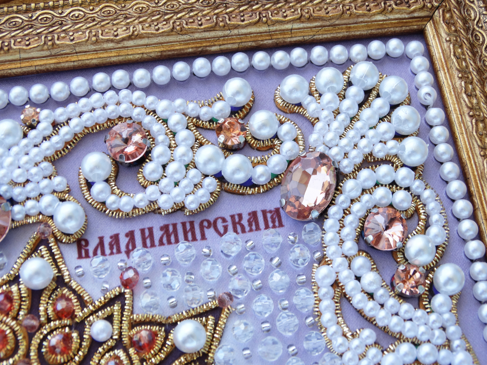 ЖС-1-ЗР Набор для вышивания хрустальными камнями Богородица Владимирская (розовый)