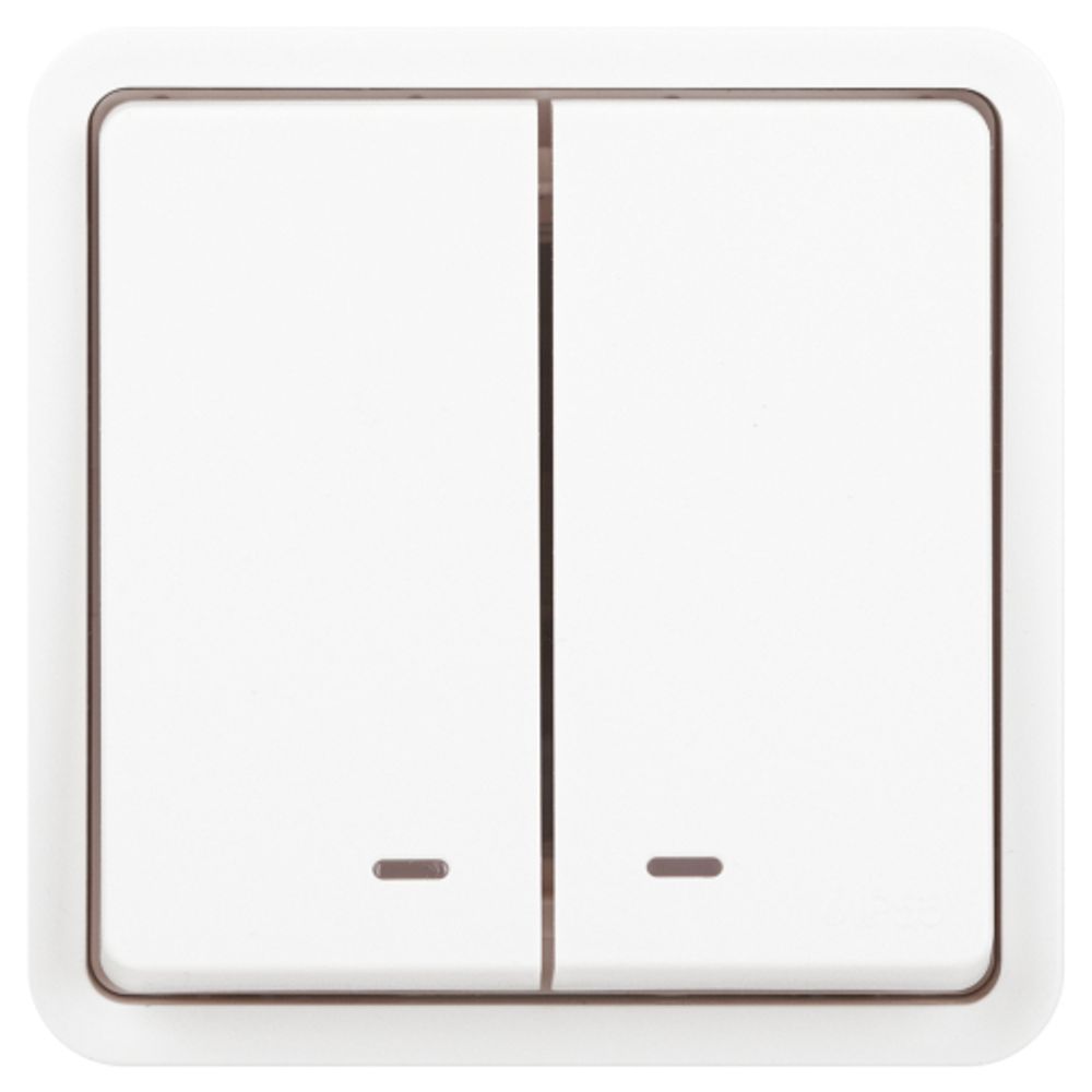 Выключатель ЭРА Эксперт 11-1525-01 двойной с подсветкой IP55, 10АХ-250В, СУ, белый | Эра Эксперт