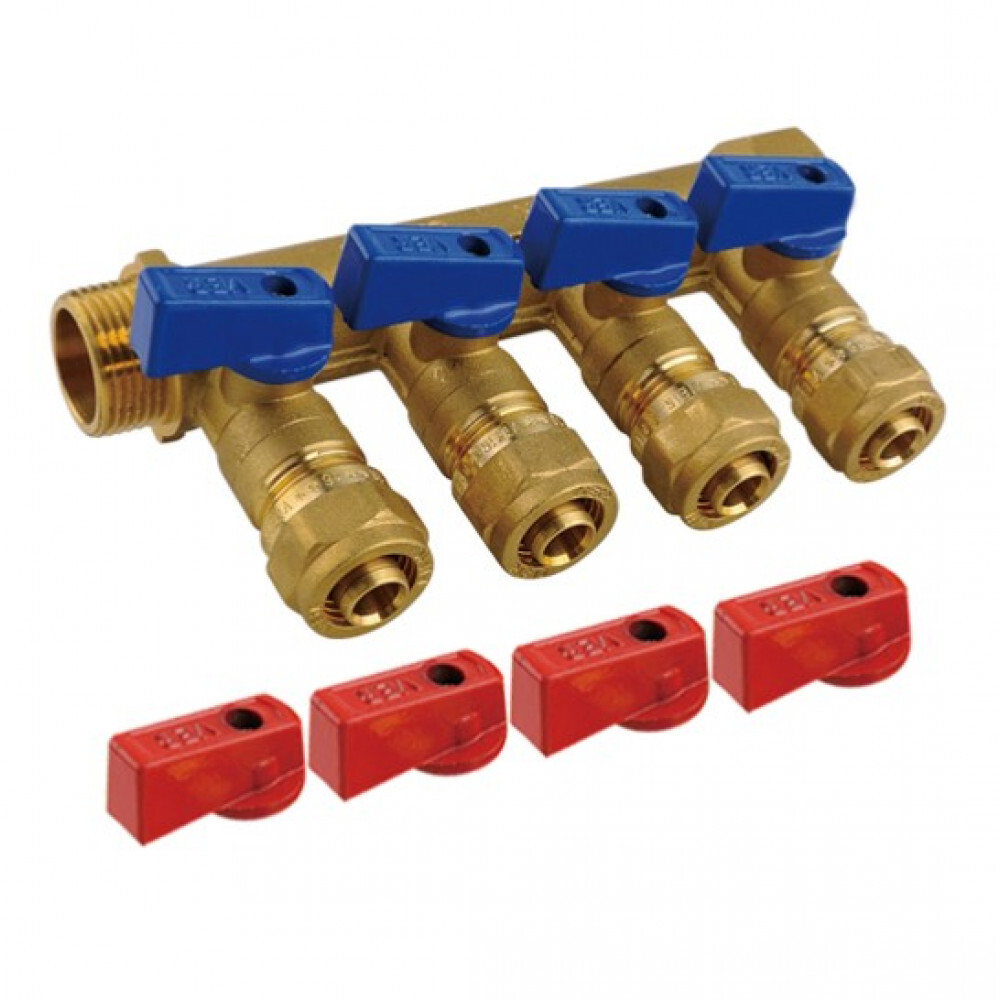 Коллектор в.н. с кранами 3/4"х16х4 вых