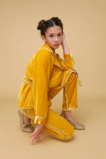 Шелковый костюм Горчичный