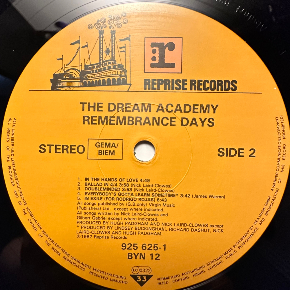 The Dream Academy - Remembrance Days (Германия 1987г.)