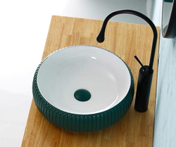 Раковина-чаша Bronze de Luxe изумрудная/белая, 400х400х130