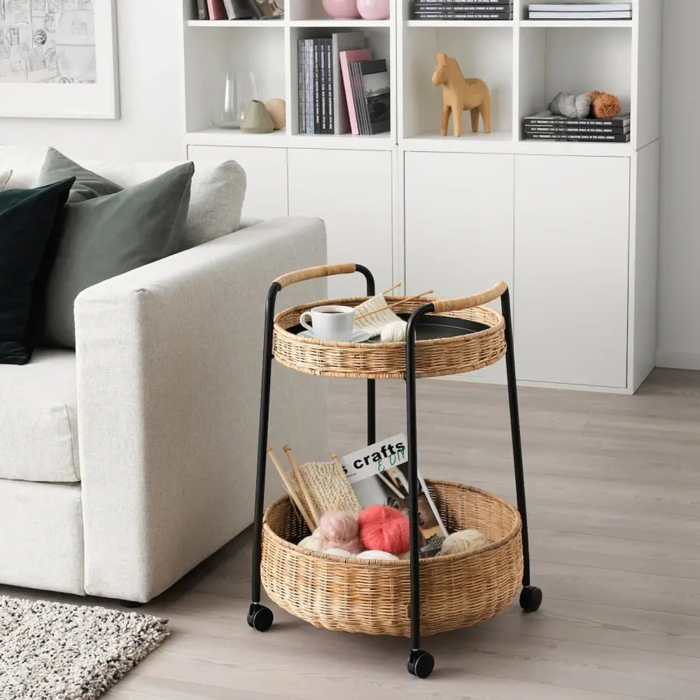 Столик придиванный - IKEA LUBBAN/ЛУББАН ИКЕА, 66х50х50 см, черный/коричневый