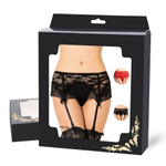 Кружевной пояс для чулок + стринги черные Sexy Lace (размер XS-S)