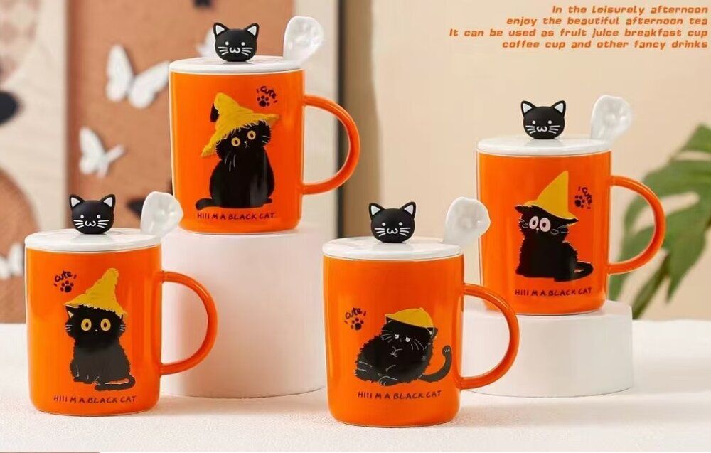 GAEM Кружка с крышкой и ложкой, 220 мл, L11,5 W8,5 H12 см, 4в.