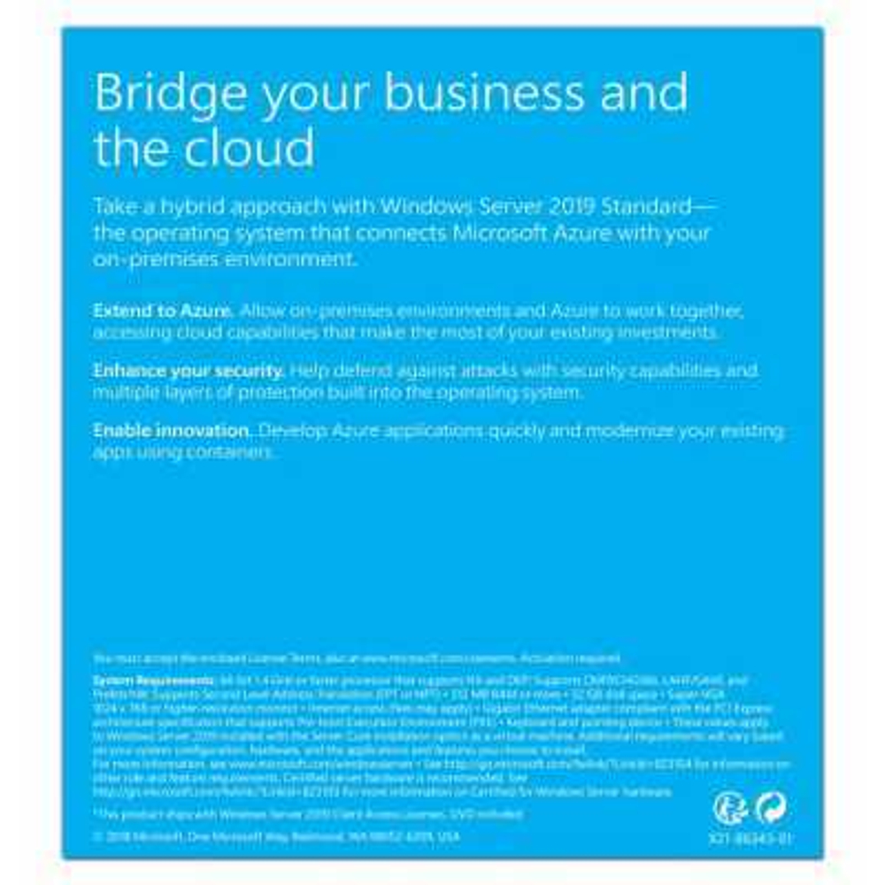 Операционная система Microsoft Windows Server Standard 2019 P73-07680