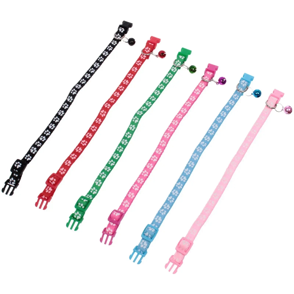 Ошейник с колокольчиком 1*19-32см «Zoo City-Лапки» микс цветов (минивложение 12шт)✦