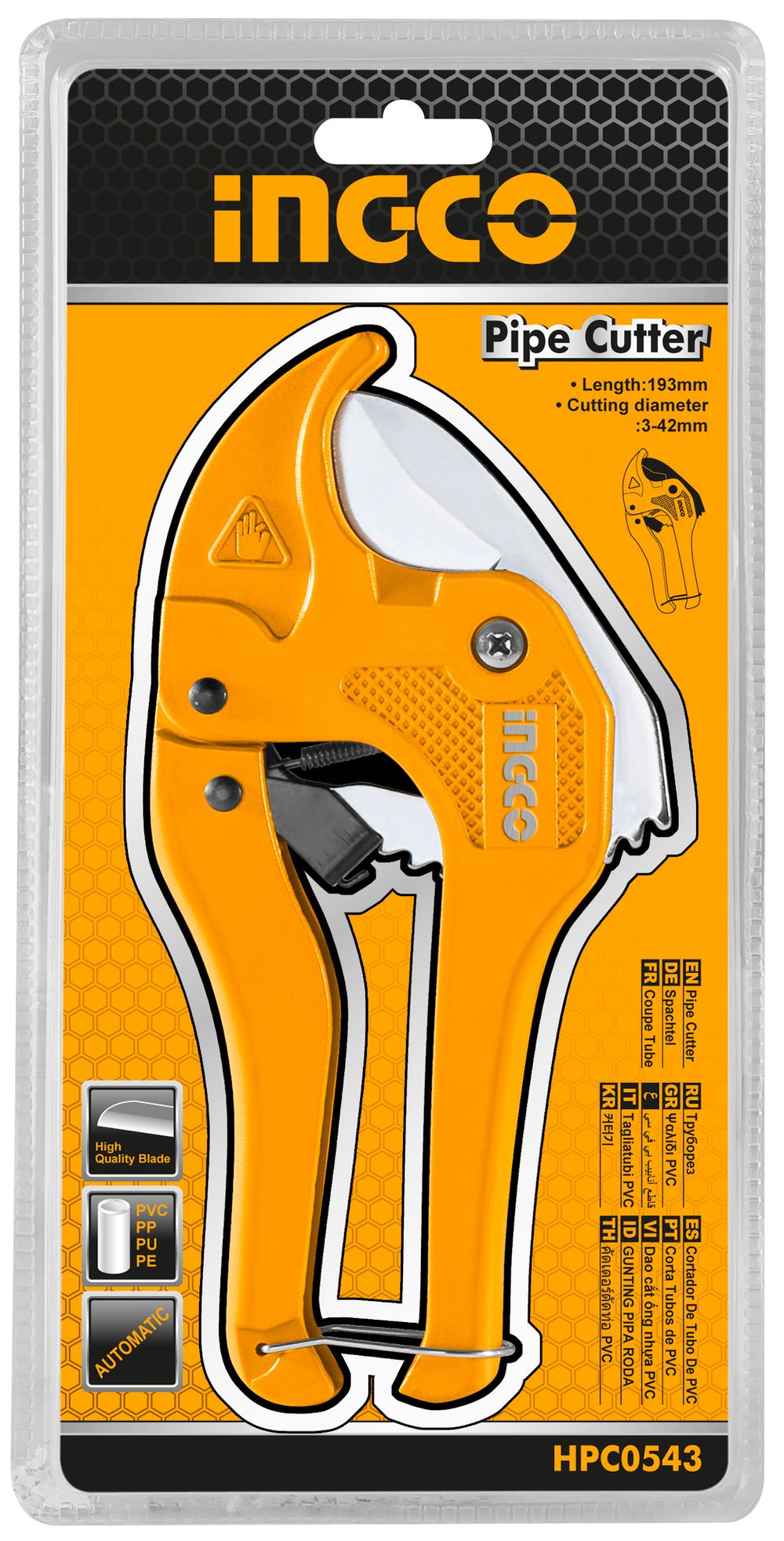 Ножницы для резки ПВХ труб 193мм,  INGCO HPC0543