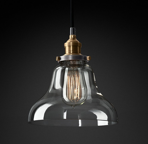 Подвесной дизайнерский светильник  20th C. Factory Filament Clear Glass Boulangerie Pendant by Restoration Hardware