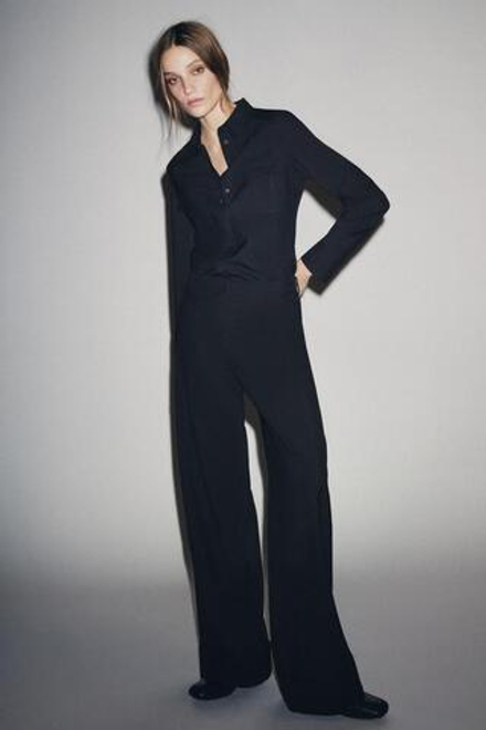 ZARA БРЮКИ ИЗ 100% ШЕРСТИ — ZW COLLECTION, МОРСКОЙ ТЕМНО-СИНИЙ