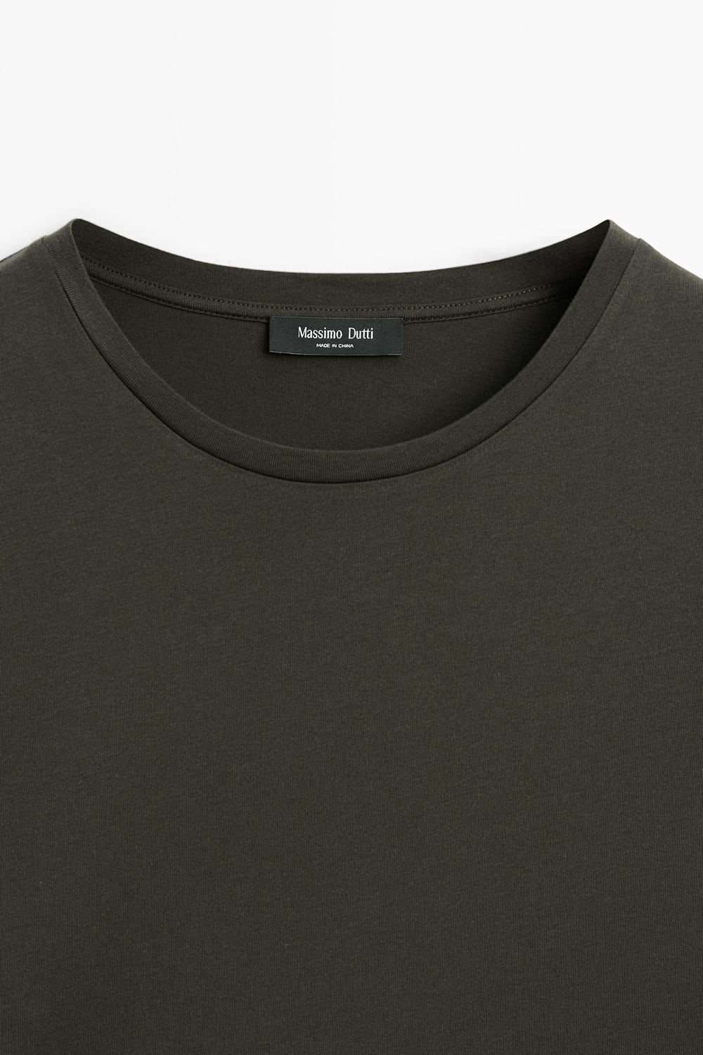 Massimo Dutti Футболка из 100% хлопка с декоративными деталями на плечах, темно-зеленый