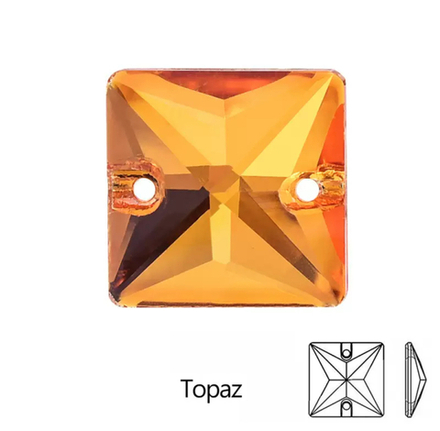Стразы пришивные, Square, Topaz, 203, 14mm, (112 ea/pkg), 5A+, (F2)