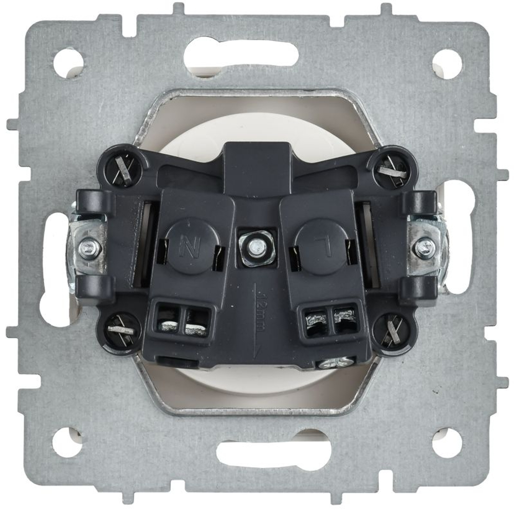 Розетка BRITE РС10-1-0-БрАБ 10А без заземл. без защ. шторок механизм арктич. бел. IEK BR-R10-10-K91