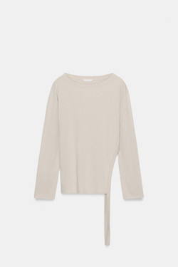 ZARA ФУТБОЛКА АСИММЕТРИЧНОГО КРОЯ В СТИЛЕ РУСТИК, ЛИНЯЛЫЙ РОЗОВЫЙ