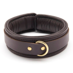 Коричневый плотный кожаный ошейник (Цвет: коричневый)