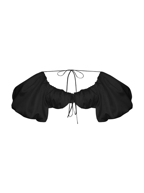 Топ укороченный драпированный из тафты с объёмными рукавами