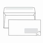 Конверты Е65 (110х220 мм) ПРАВОЕ ОКНО, отрывная лента, 80 г/м2, КОМПЛЕКТ 1000 шт., 41391