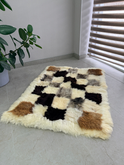 Ковер прямоугольный натуральный мех овчина