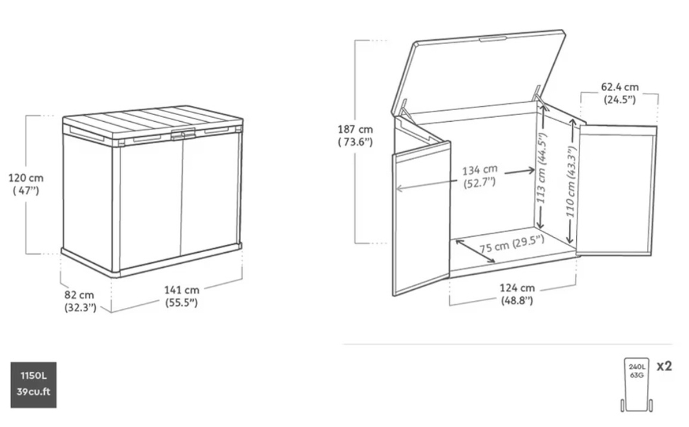 Ящик пластиковый Keter Darwin 1150 л olive
