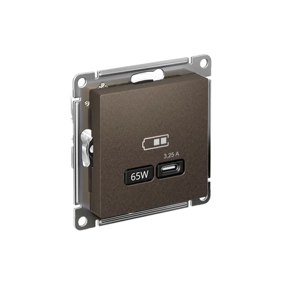 ATLASDESIGN USB РОЗЕТКА тип-С 65Вт высокоскор.заряд. QC, PD, механизм, МОККО