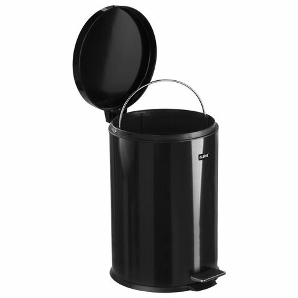 Ведро мусорное с педалью 20 литров "Classic", ЧЕРНОЕ ГЛЯНЦЕВОЕ, металлическое, со съемным внутренним ведром, LAIMA, 604945