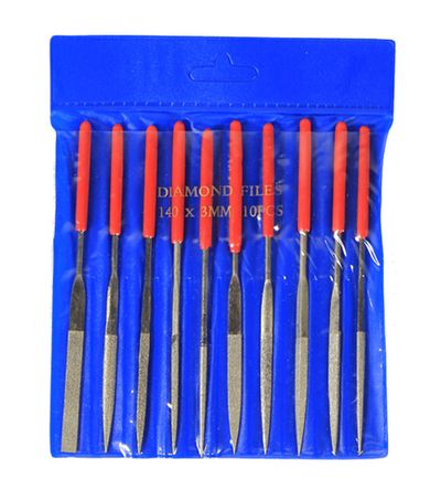 Набор надфилей  с ручками алмазные,10 шт.,чехол