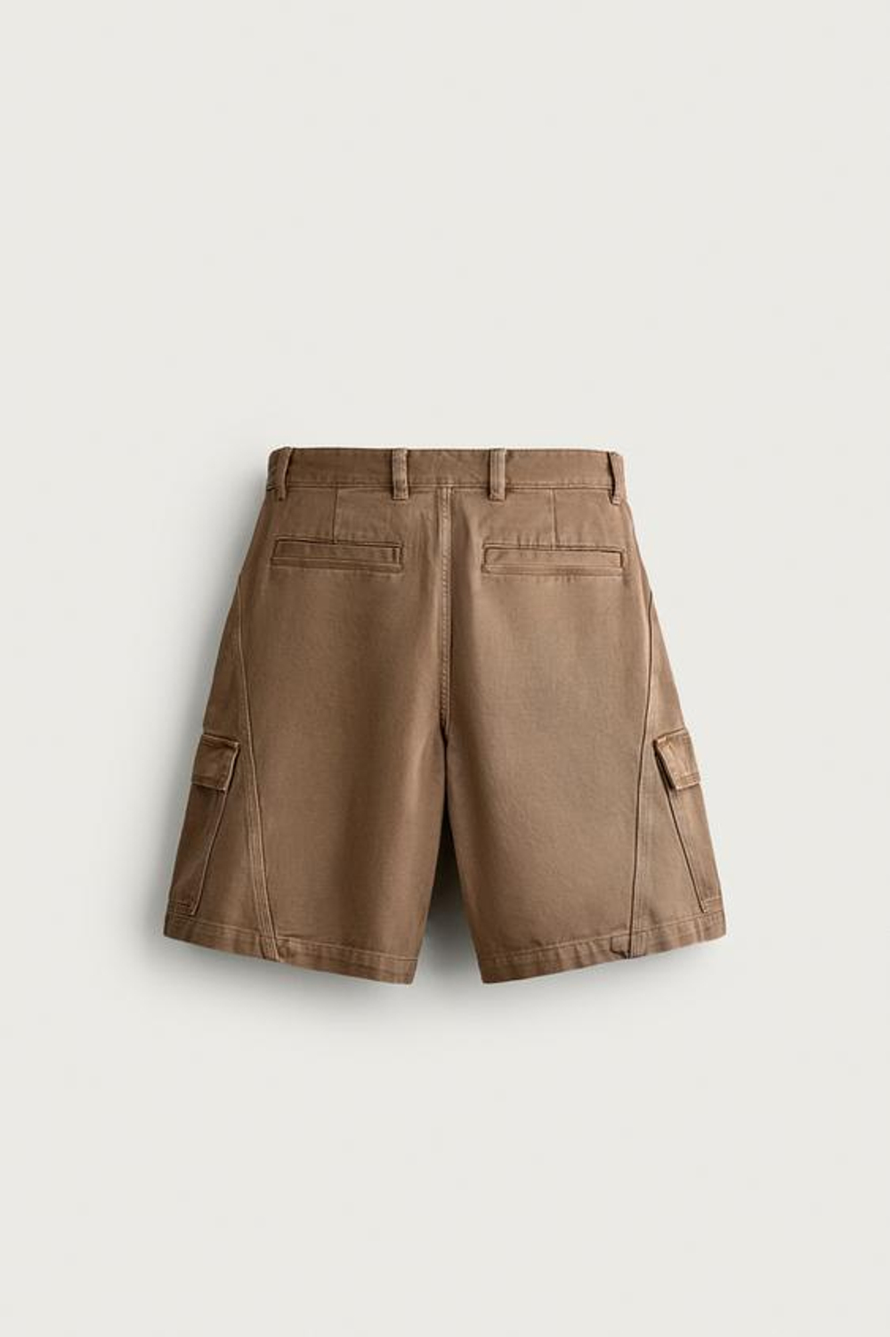 ZARA ШОРТЫ КАРГО RELAXED FIT СО ШВАМИ, КОРИЧНЕВЫЙ