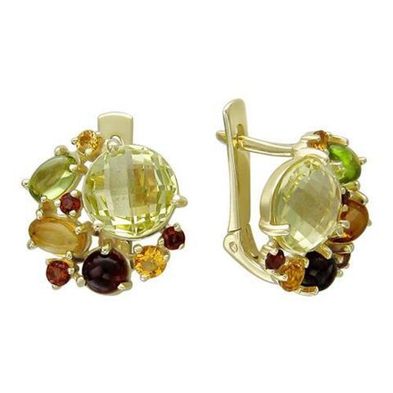 Серьги с гранатом из жёлтого золота 585 пробы JA-S-336230-2