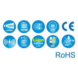 KING TONY (9TA71W) Фонарь светодиодный, Li-Ion, 1000 люмен