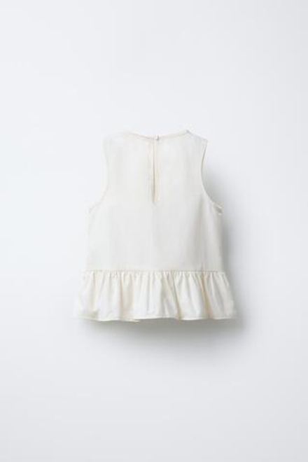 ZARA ТОП С КОНТРАСТНОЙ ЭЛАСТИЧНОЙ ДЕТАЛЬЮ, ЭКРЮ