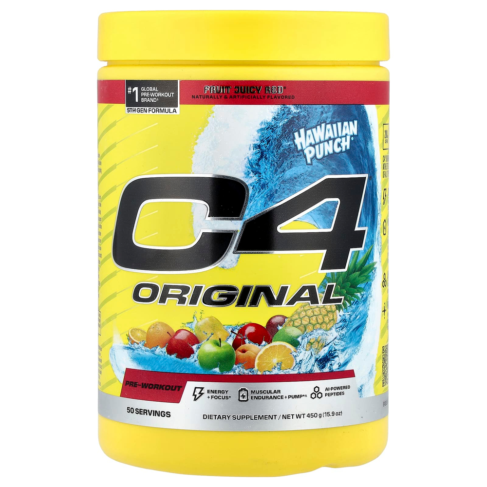 C4 / Cellucor, C4® Original, предтренировочный комплекс, Hawaiian Punch® Fruit Juicy Red™, 450 г (15,9 унции)