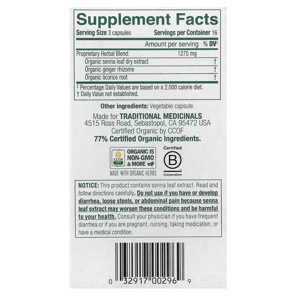 Traditional Medicinals, Smooth Move Capsules, сенна, 50 капсул