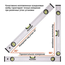 Уровень строительный магнитный с 3-мя глазками 500 мм HARDEN