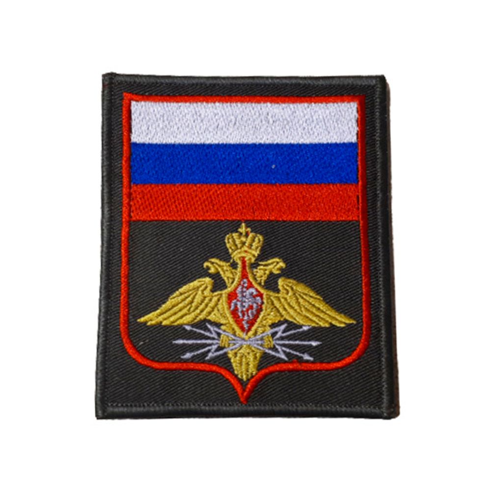 Шеврон нарукавный ВМФ (черный,белый якорь,красный кант)