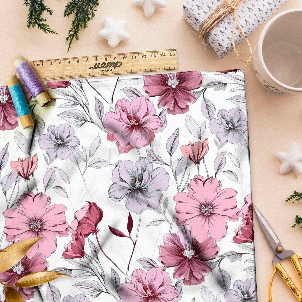 Ткань премиум атлас пастельные сны